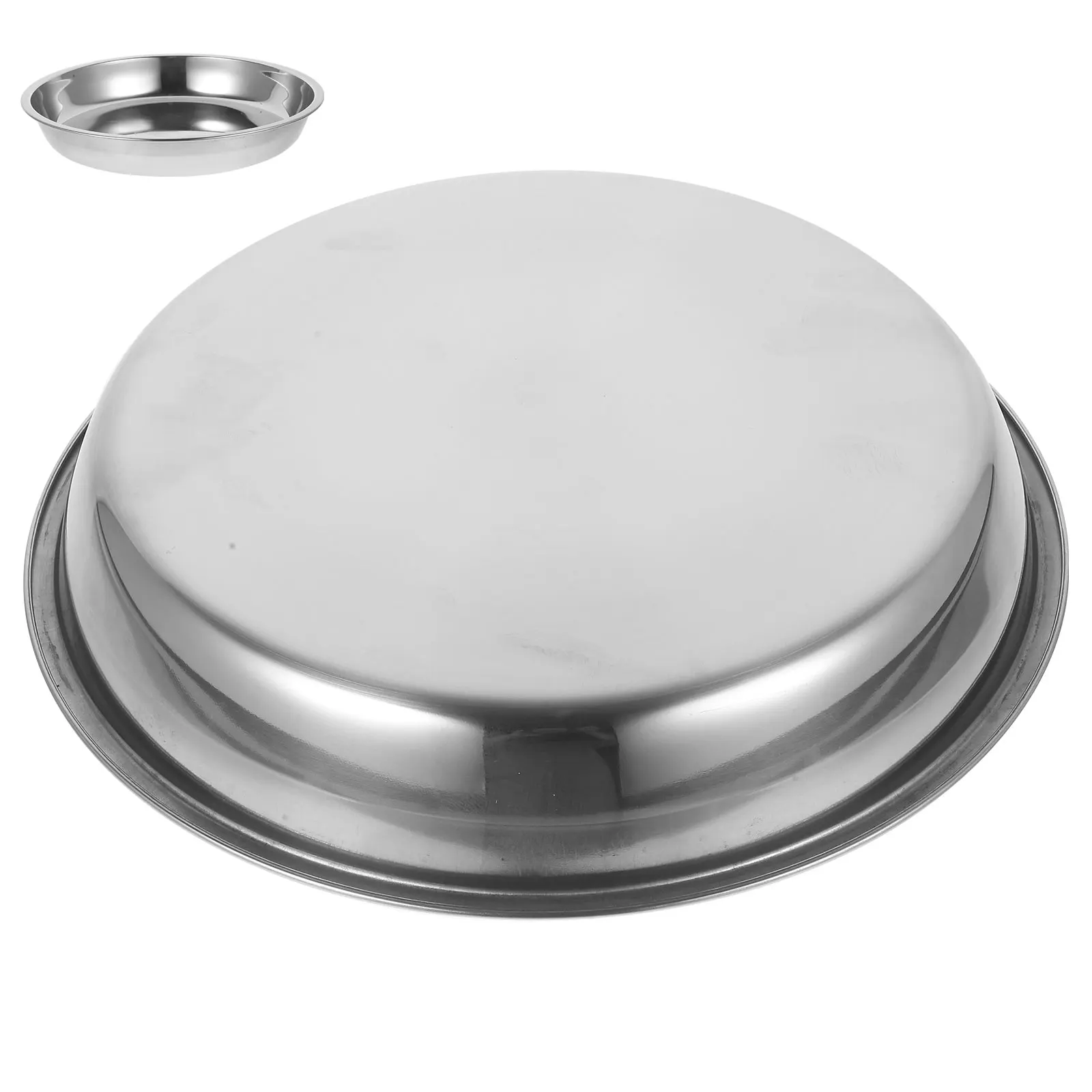

Stainless Steel Plate 26cm Thick BBQ Pasta Salad Snack Dinner Kitchen Serving Dish Metal Dinner Plate Cereal Bowl
