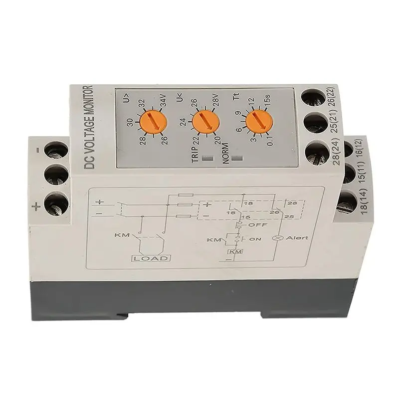 DT39 DC24V Overvoltage Undervoltage Protector Voltage Monitoring Relay Protection Relay for DC Motor Battery UPS