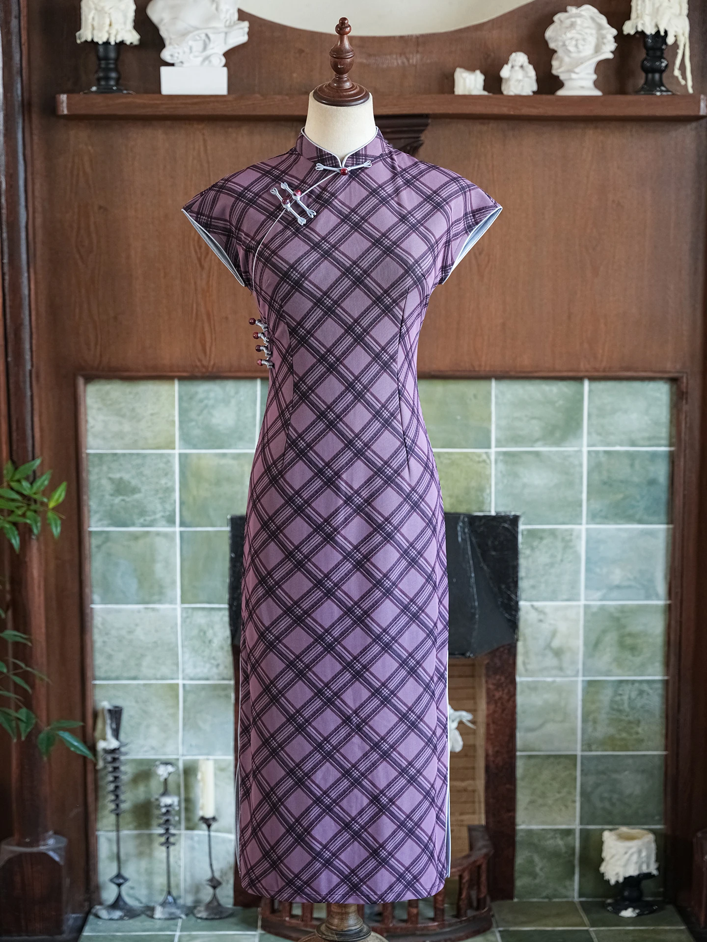 

Молодежное фиолетовое платье-ципао Dr Jiangnan Floing Daily Ele, весенне-летнее, в китайском стиле, длинное, с низким разрезом