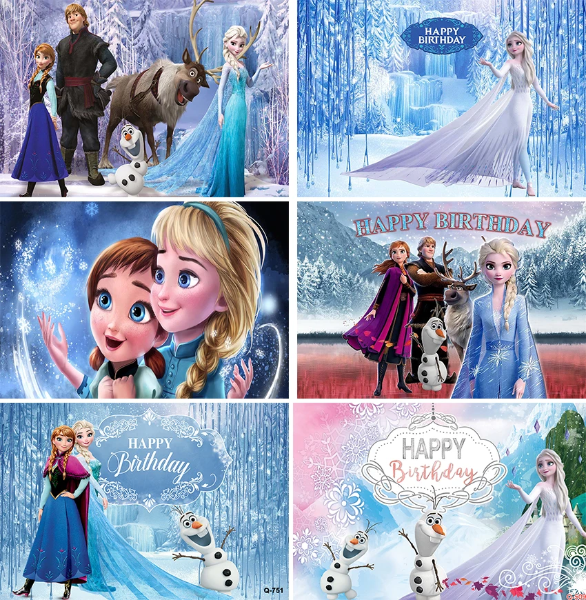 Frozen 2 Backdrop for Birthday Party Frozen Photo Backgrounds Elsa Theme Baby Shower Banner for Birthday Cake Table Decoration