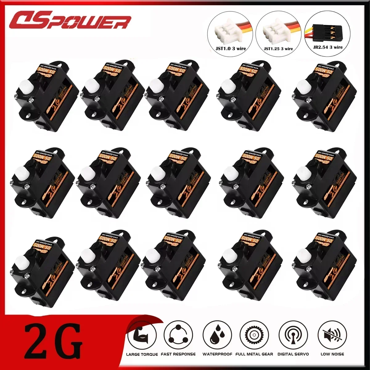 DSPOWER 1/5/10/20pcs 2G Micro Digital Servo Coreless Mini Servos Plastic Gear JR/JST Plug Motor for Rc car Fixed-wing Helicopter