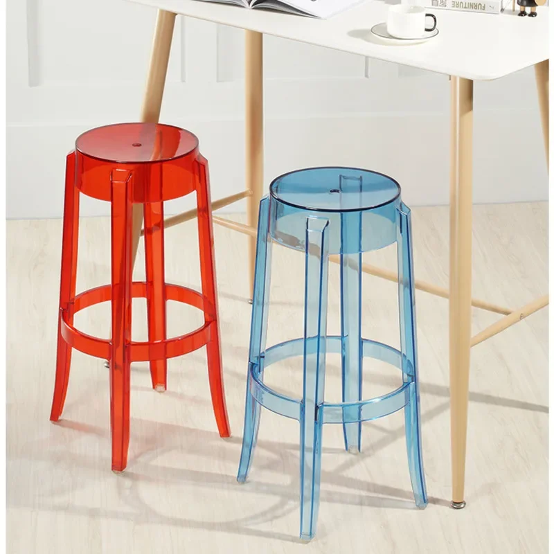 Clear Acrylic High Stool Modern Simple Bar Chair Available in 5 Colors Transparent Design Furniture Stylish Minimalist Seating