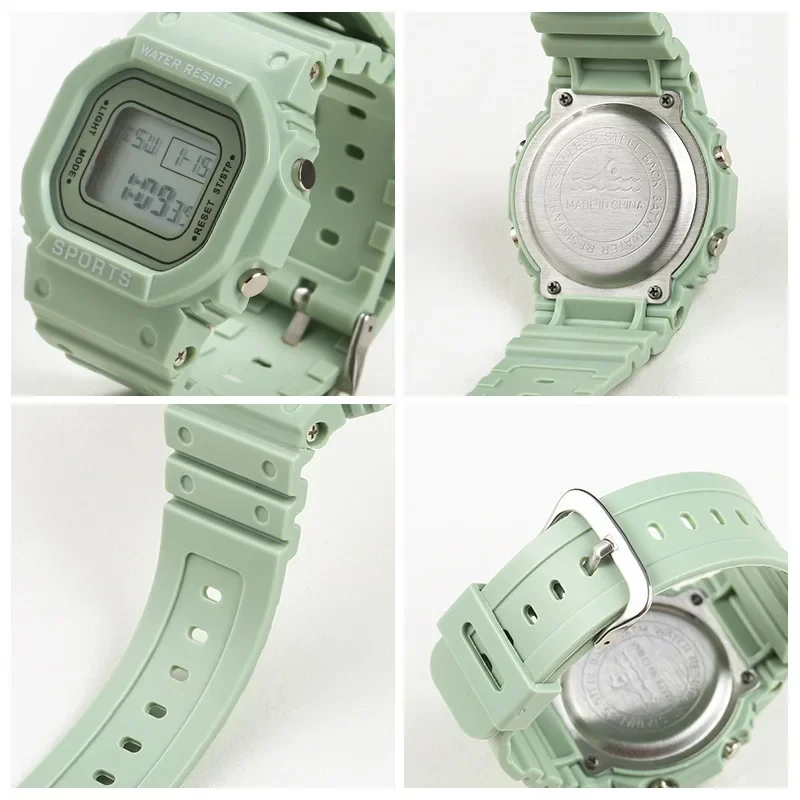 남녀공용 패션 골드 시계, 캐주얼 투명 디지털 스포츠 시계, 연인 선물 시계, 어린이 손목시계
