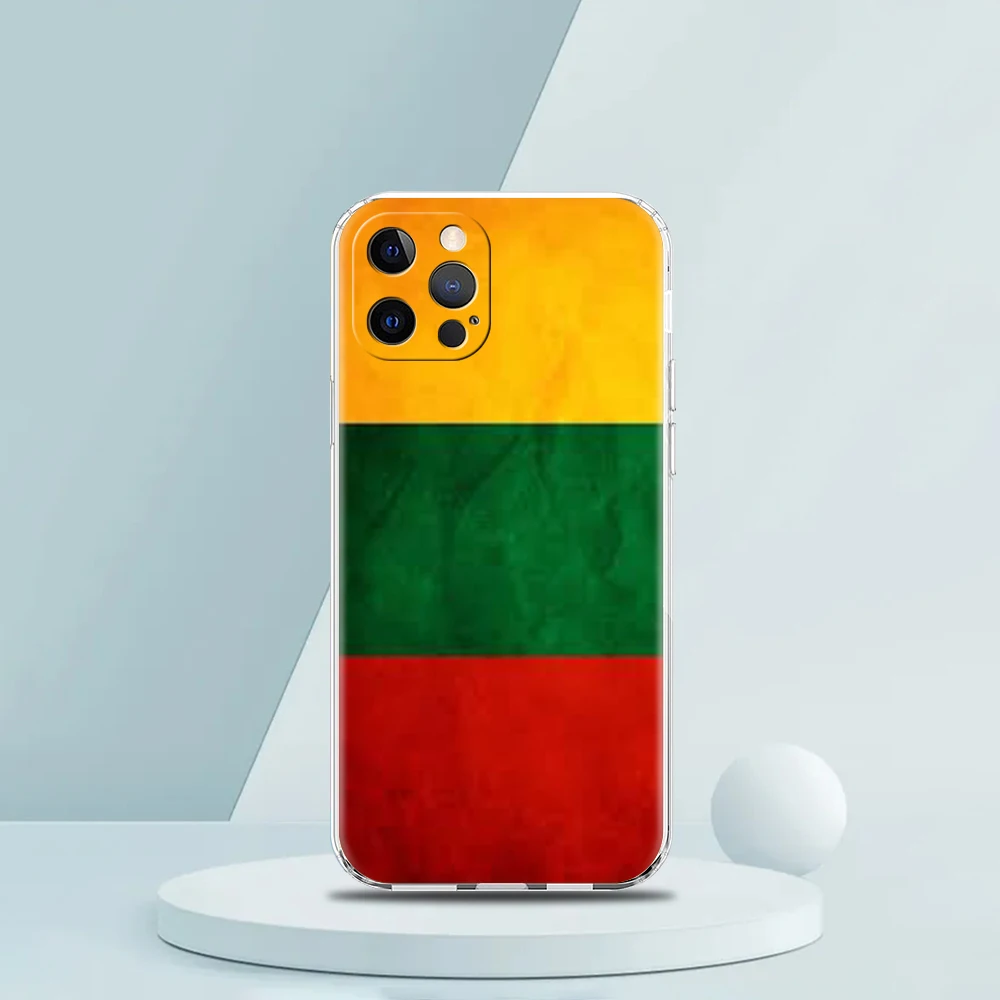 Flag of Lithuania flag Phone Case For iPhone 15 14 13 12 Mini 11 Pro Max XS X XR 7 8 Plus Clear Shockproof Silicone TPU Cover