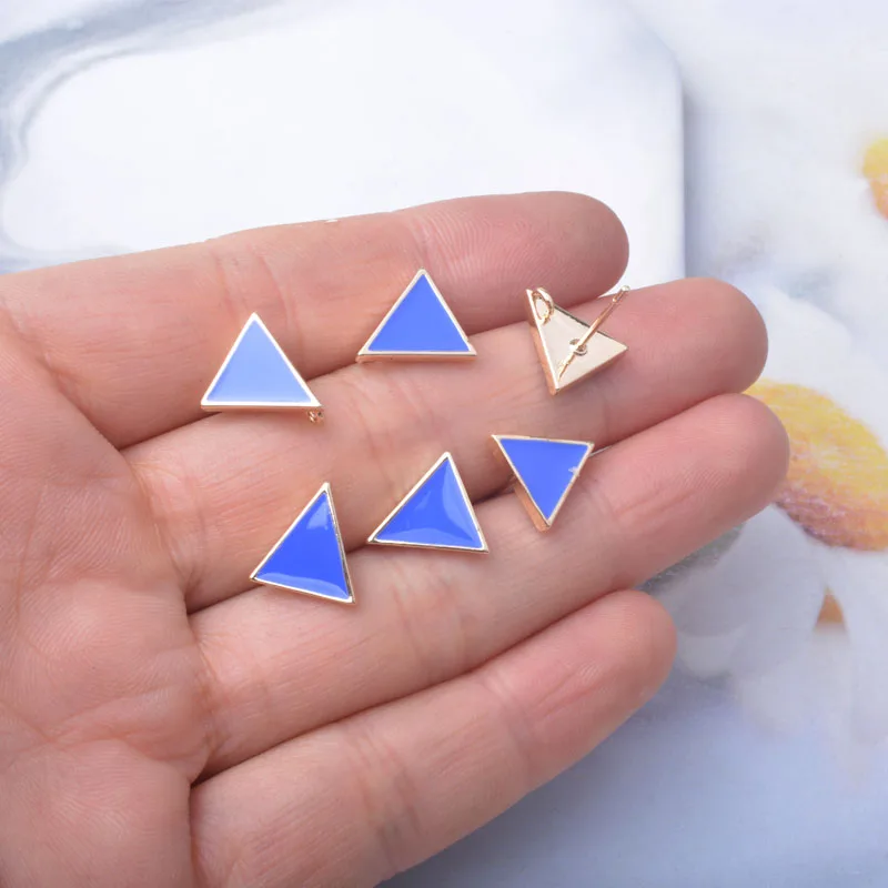 10 Stück Kupfer 18k vergoldete Emaille-Dreieck-Ohrringverbinder Ohrstecker-Set für die Herstellung von Ohrringen und Schmuck DIY – Detail 10