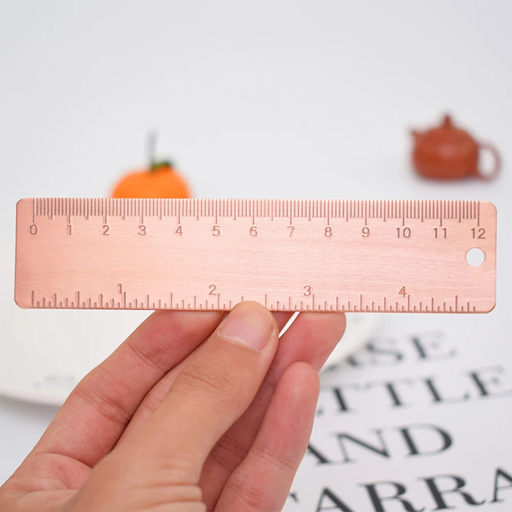 Copper Ruler 12cm Copper Measuring Tool for Drawing Teaching Engineering Compact Portable School Supplies