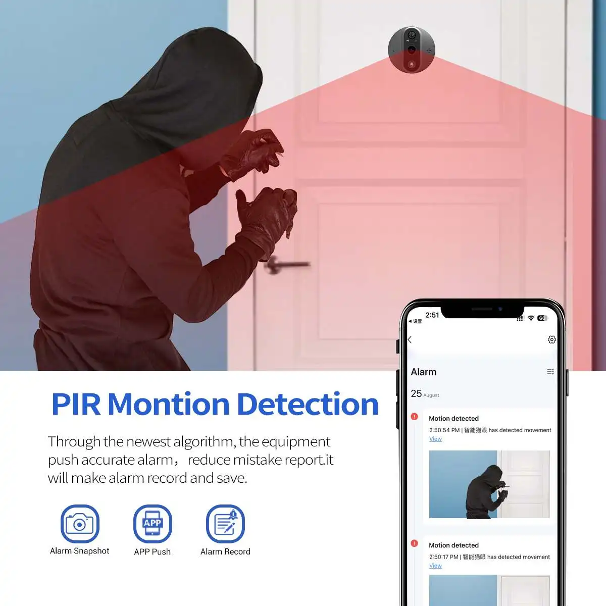Tuya inteligente wifi campainha peephole câmera, segurança em casa, áudio 2-way, visão noturna, 4,3 "campainha de vídeo fhd, 1080p
