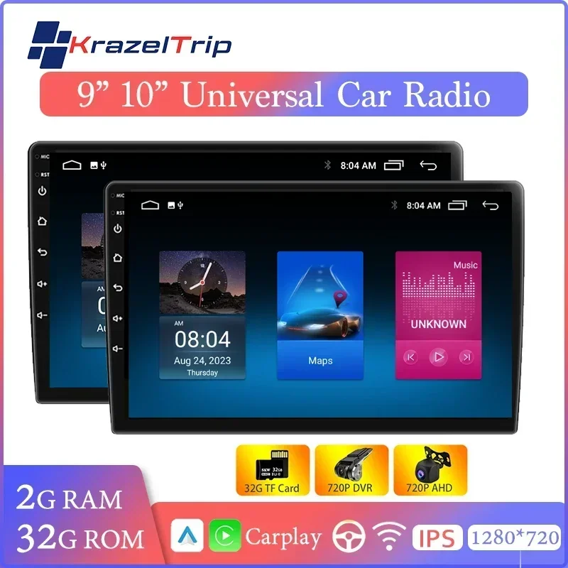 

9” 10” Car Radio Stereo 1280*720P Android Auto Carplay Audio 2Din Head Unit DSP GPS Player for Hyundai NISSAN Kia Toyota Honda