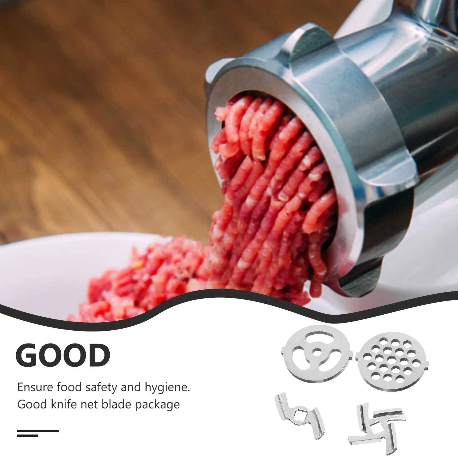 

4 Pieces Meat Grinder Material Electric Parts Replacement Sausage Shredder Knife Net Plate Mincer Accessories