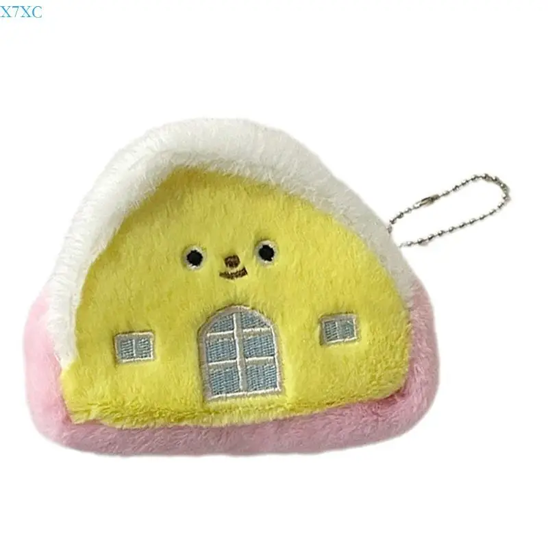 

X7XC Small Change Purse Money Bag Plush Coin Purse Headphone Storage Bag Earphone Case Little House Wallets for Girl