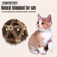 Catnip Ball Toys - Matatabi Silver Vine Dental Cleaning, Healthy Catnip Wooden Balls for Cats, Fun Interactive Pet Supplies for