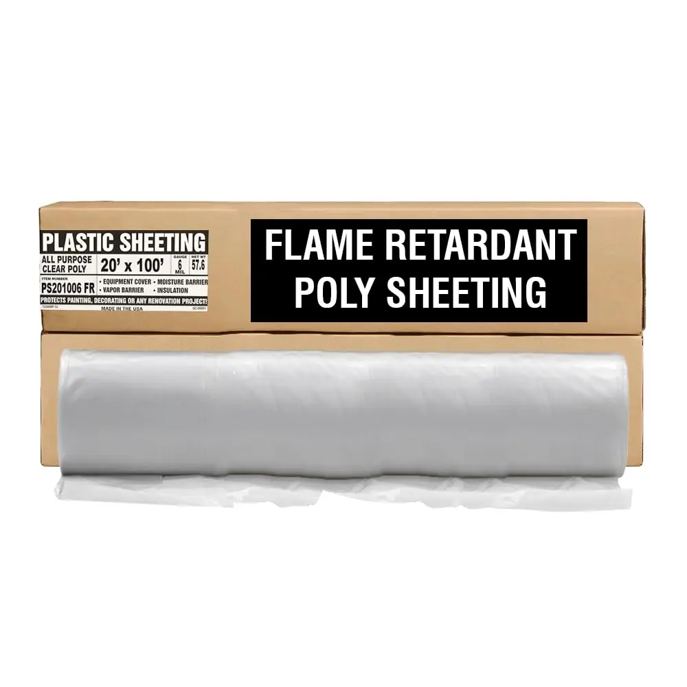 

6 MIL Heavy Duty Fire Retardant Clear Vapor Barrier Sheet - 20' x 100' Roll for Painting & Protection