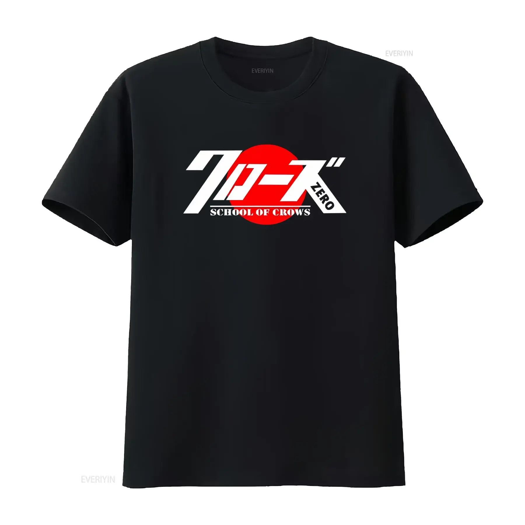 Camiseta negra para hombre con logotipo del símbolo Crows Zero Japan, estilo streetwear, disponible en tallas S 3XL, vintage, lavada, transpirable