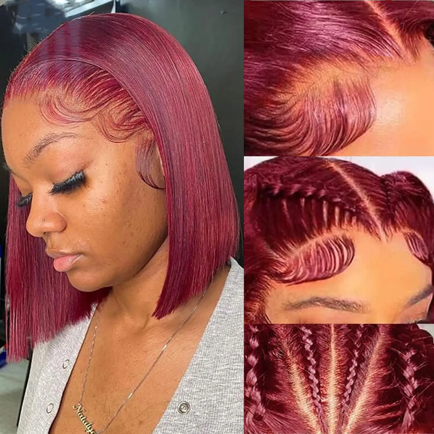 

99j Burgundy Bob Wig Human Hair 13x4 Hd Lace Front Human Hair Wigs For Black Women Glueless Lace Front Wigs Pre Plucked Pre Cut
