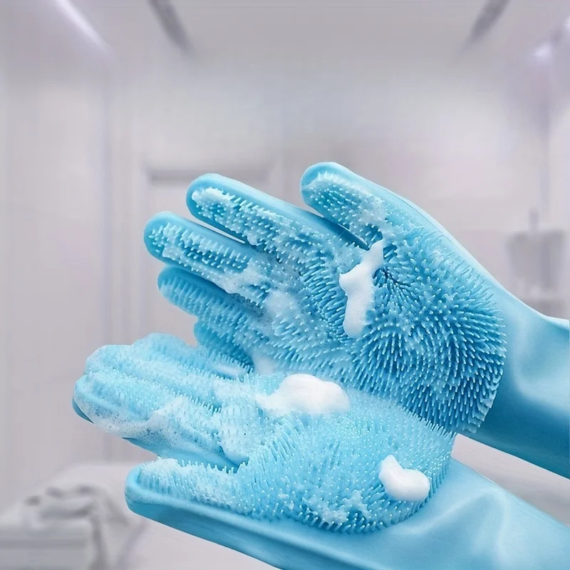 

1 Pair Silicone Pet Bathing Gloves,Dog Hair Removal Cleaning Gloves,Gentle Scrubbing Massage,Household Kitchen Dishwashing Glove