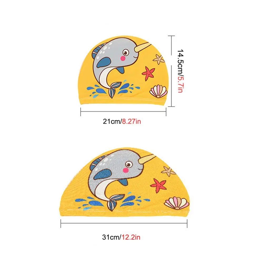 

Cute Comfortable Breathable Elastic Fabric Sports Accessory Swim Accessiories Protect Ears Cap Kids Swimming Cap Swim Pool Hat