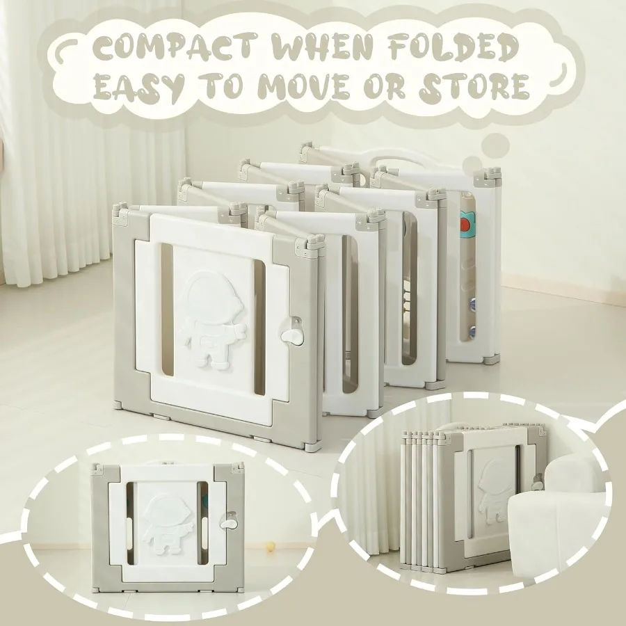 14 painéis caneta de jogo do bebê extra grande cercadinho do bebê dobrável astronautas jogar canetas para bebês e crianças portátil ajustável cerca