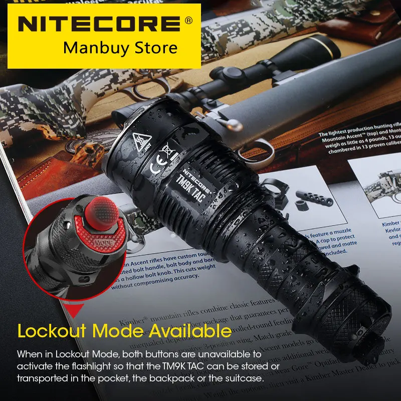 

2022 NITECORE TM9K TAC 9800 Lumens Tactical Flashlight USB Rechargeable Powerful LED Searchlight Super Bright, 5000mAh Battery