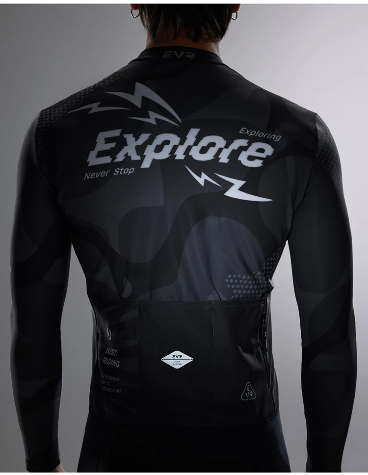 EVR Pro Herren Winter Fleece Fahrradtrikot Thermisch Winddicht Langarm Fahrradjacke Warme Rennrad MTB Fahrradbekleidung – Detail 18