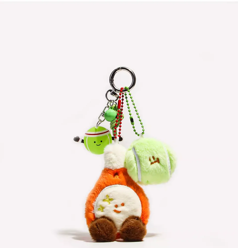 Cute badminton and tennis doll keychain plush doll bag pendant student couple gift bag pendant
