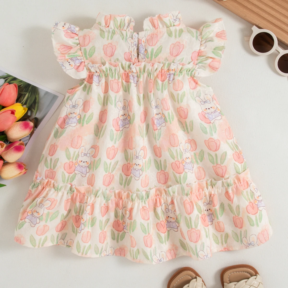 Baby Girl Dress Summer Girl Rabbit Tulip Princess Dress Cute Girl Birthday Party Dress Baby Girl Clothes