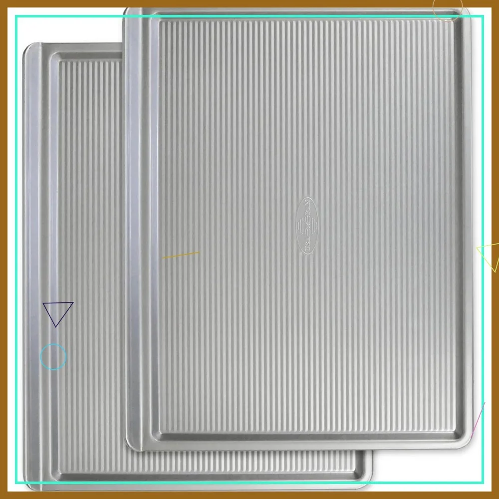 

Large Set of 2 Nonstick Baking Sheets, Warp Resistant Aluminized Steel, Made in USA for Even Baking and Easy Cleanup