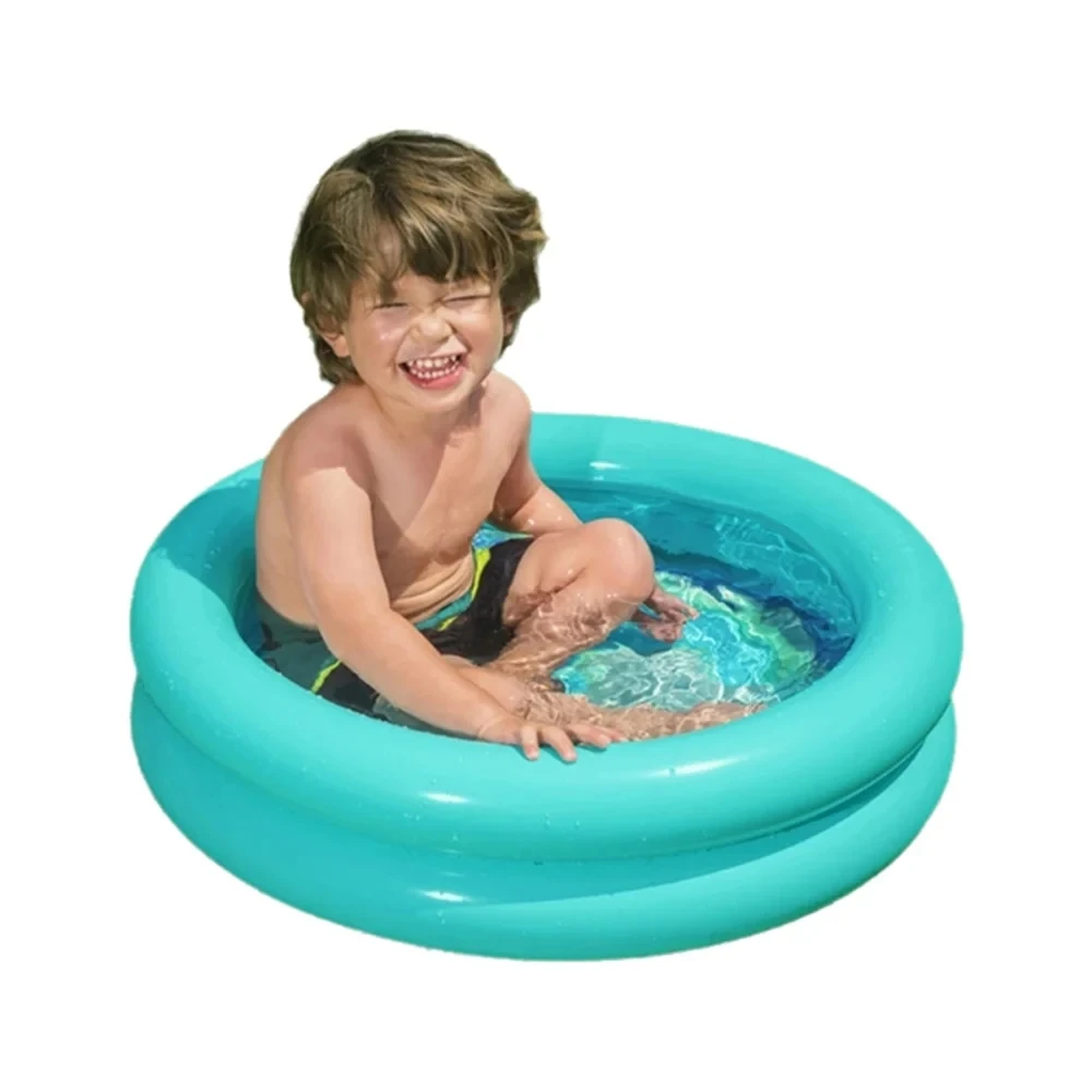 

24" x 6" Double Ring Kiddie Pool Inflatable Portable Backyard Swim Play Pool Bathtub Baby Pure Green Purple 1 Person