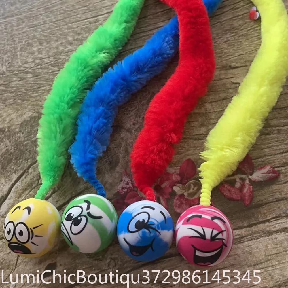 Colorful Elastic Caterpillar Bouncing Ball Cat Interactive Toy Puzzle Teasing Play Toy For Indoor Kitten Cat Entertainment Pet Supply