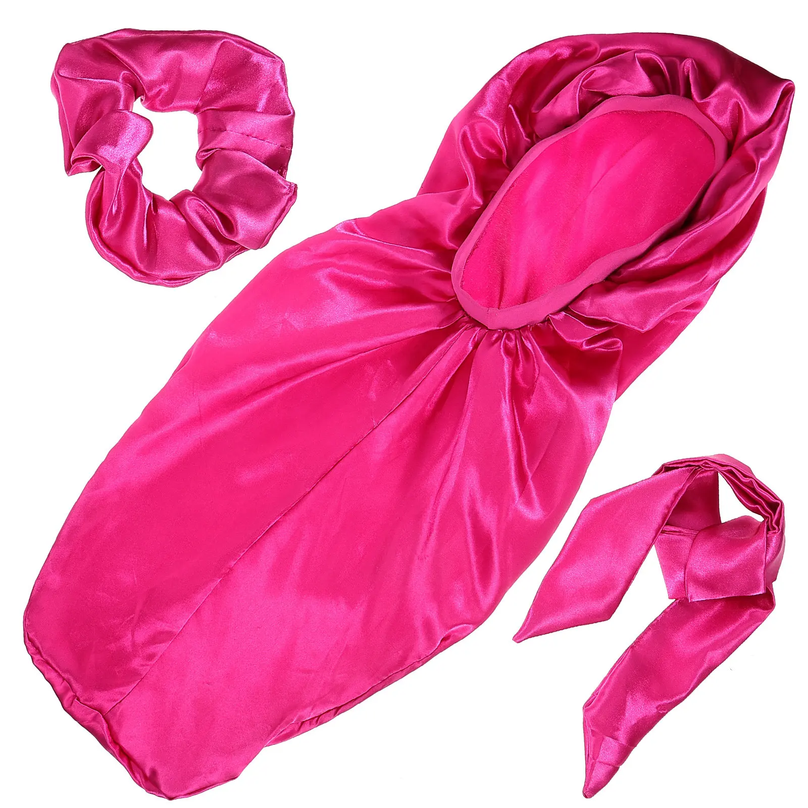 1Set Long Tube Sleep Cap for Women Satin Hair Wrap Elastic Comfort Fit for Braids Curls Extensions Sleeping Yoga Gym Makeup Home
