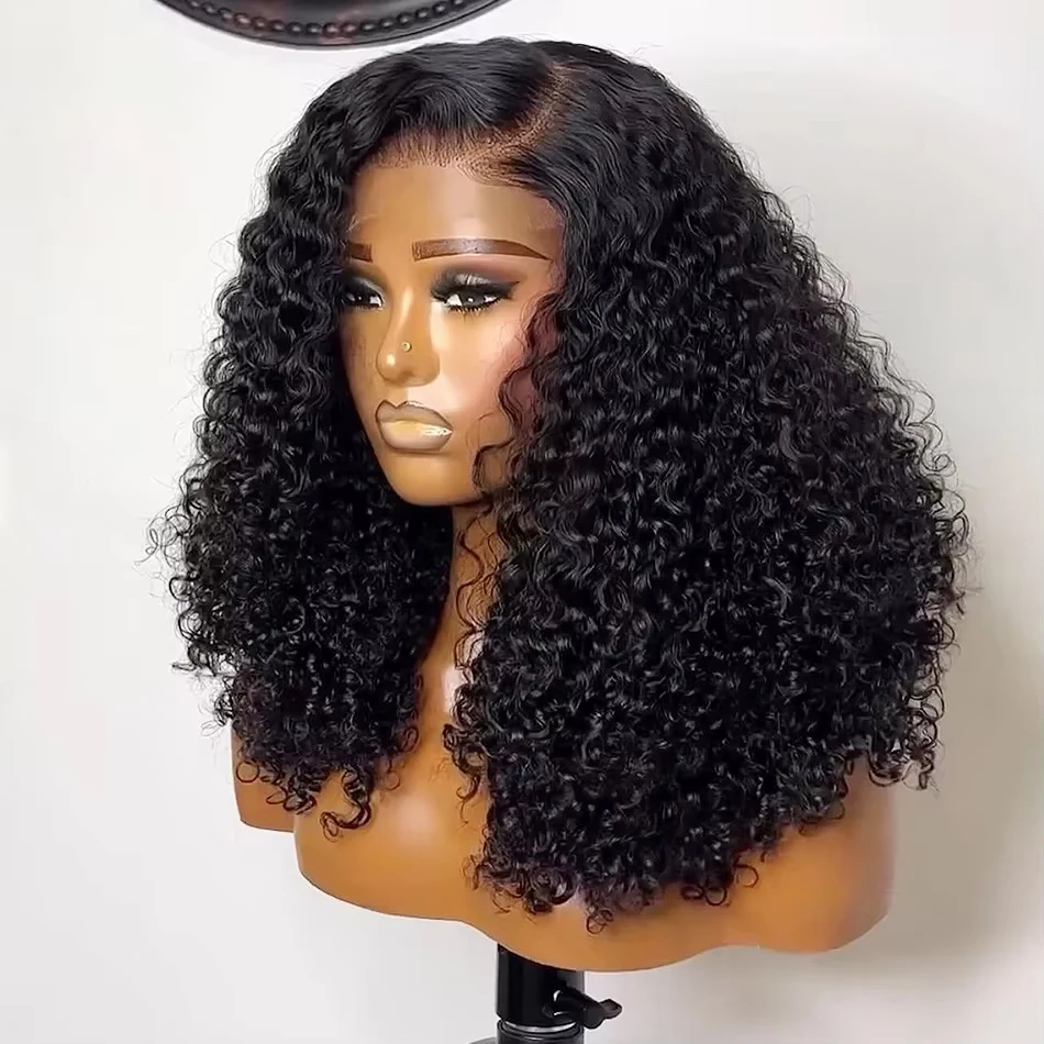 200% Short Curly Bob Wigs Lace Front Human Hair Wigs 13x4 4x4 Deep Wave Lace Frontal Wigs 100% Human Hair Brazilian Hair 14 Inch