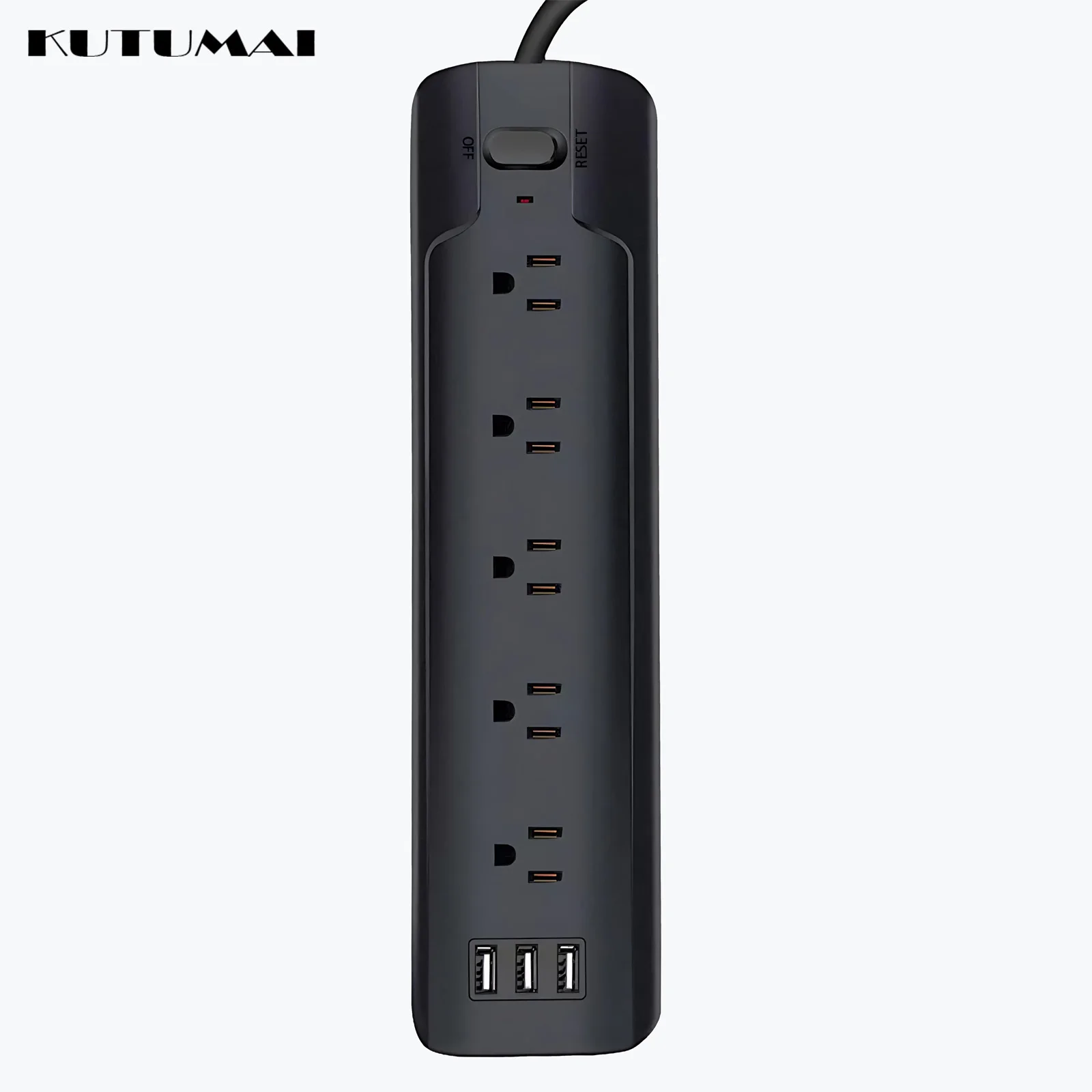 Power Strip with 5 US Plugs 3 USB Charging Ports 1 Control Switch 5.9ft Extension Cord Surge Protector for Home Office