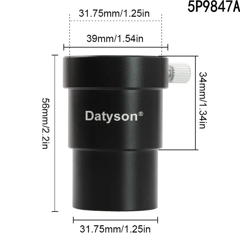 Datyson Telescoop Oculair Metalen Verlengbuis Multifunctionele Adapter 56mm/70mm voor 1.25'' Astronomische Telescoop Interface