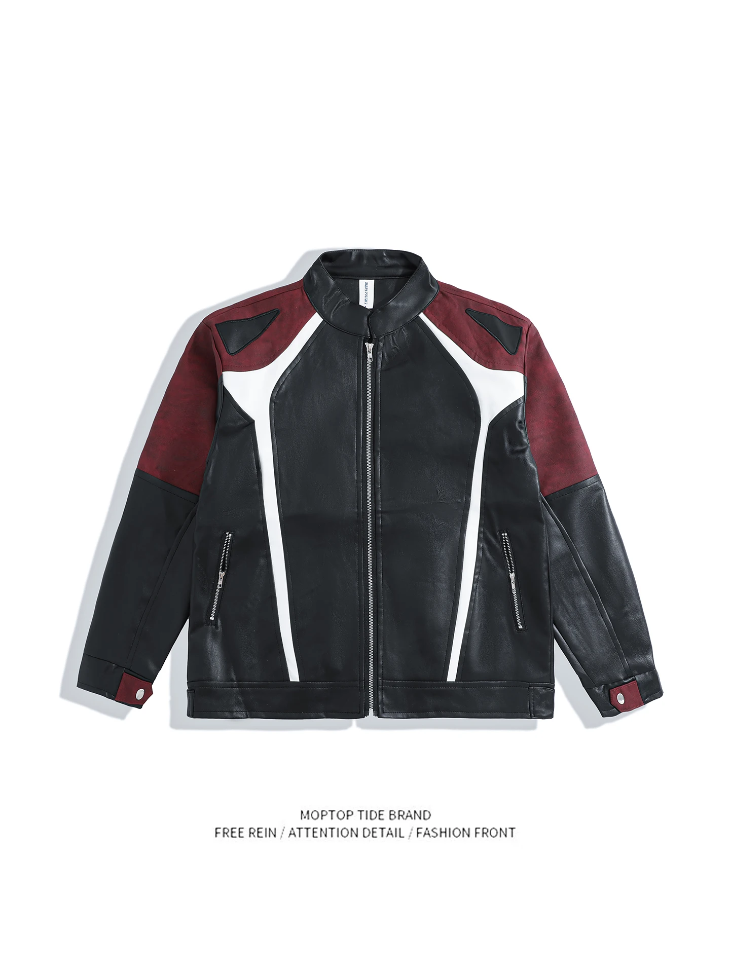 

Мужской мотоциклетный кожаный джет в стиле ретро «Мистер WH», спортивный костюм контрастного цвета, весенне-осенний топ из искусственной кожи