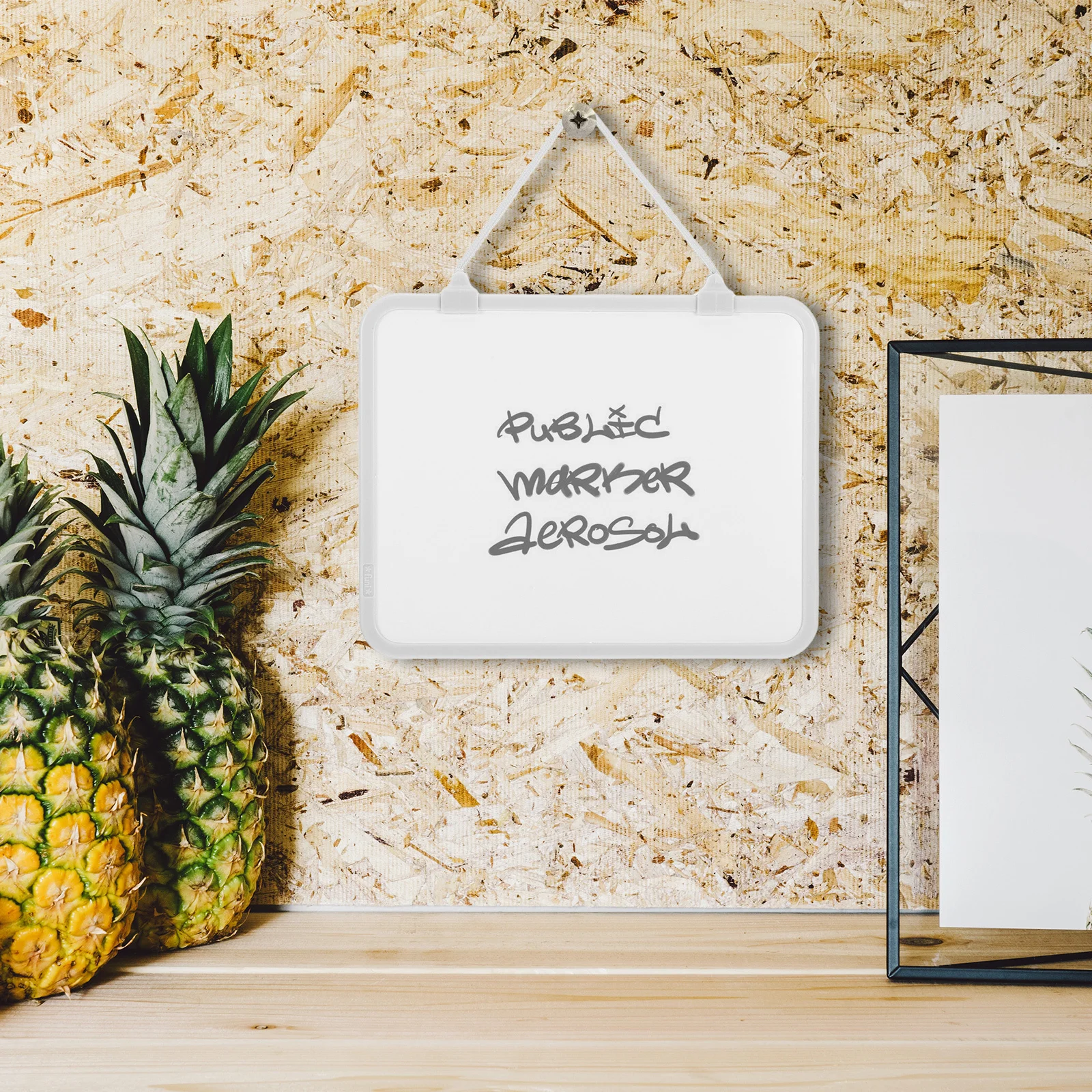 Pizarra blanca pequeña colgante de borrado en seco magnético, cuerda desmontable, superficie borrable para dormitorio, oficina, hogar, Mini pizarra blanca