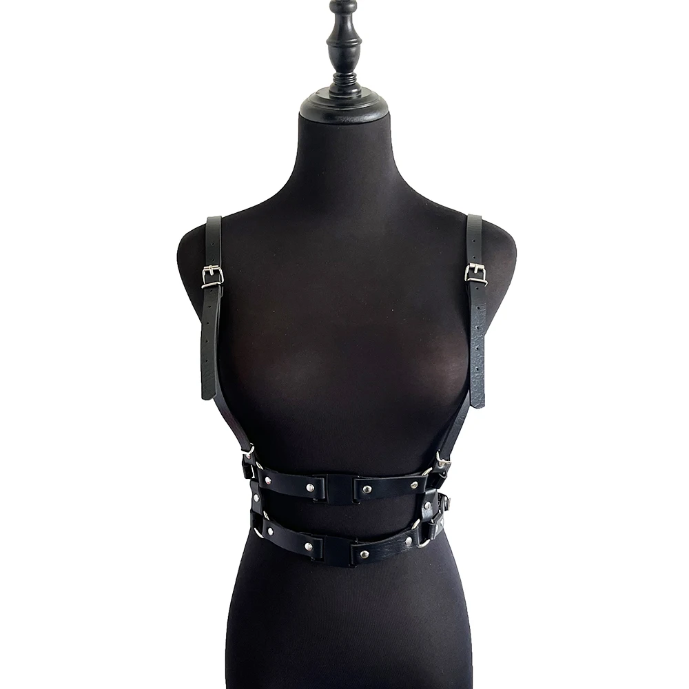 

New Pu Leather Harness Sword Belts Goth Adjustable Bondage Underwear Suspenders Straps Lingerie Chest Harness Punk Rock Clothing