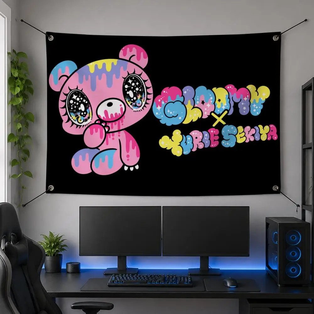 Character Gothic Popular Iconic G-Gloomy Bear Flags Flag Banner for Bedroom Dorm Party Home Living Room Game Room Gift