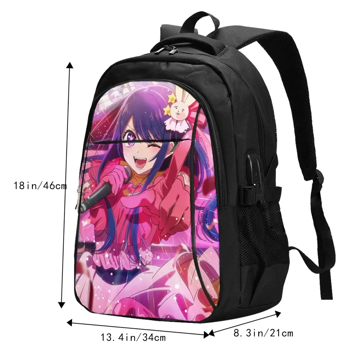 حقيبة ظهر للكمبيوتر المحمول للسفر من Anime Oshi No Ko Ai Hoshino، حقيبة ظهر للكمبيوتر المحمول مقاومة للماء للأعمال مع منفذ شحن USB، حقيبة جامعية #4