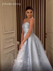Fortunate Evening Elegant Vintage Beaded Crystal Ruffle Strapless A-Line Formal Occasion Prom Dress Evening Party Gowns