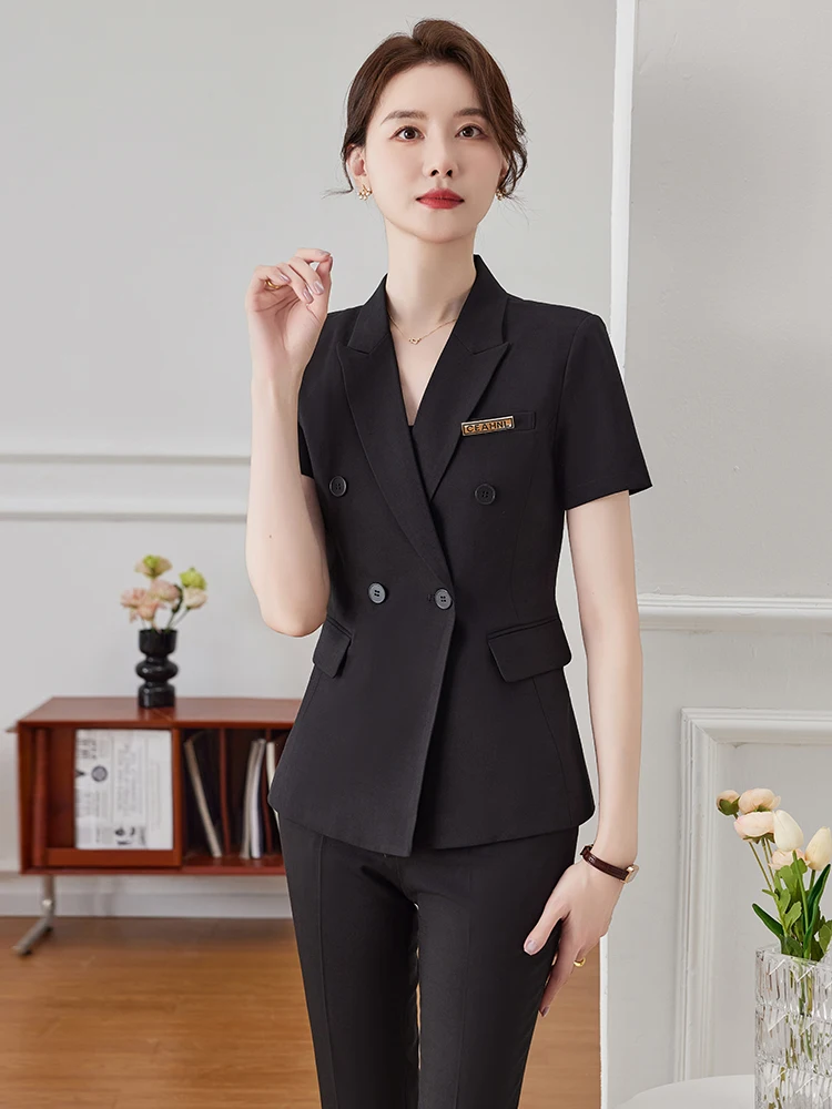 Summer Short Sleeve Suit Set Women's Thin Small Professional Formal Jewelry Store Work Uniform Hotel Manager Workwear