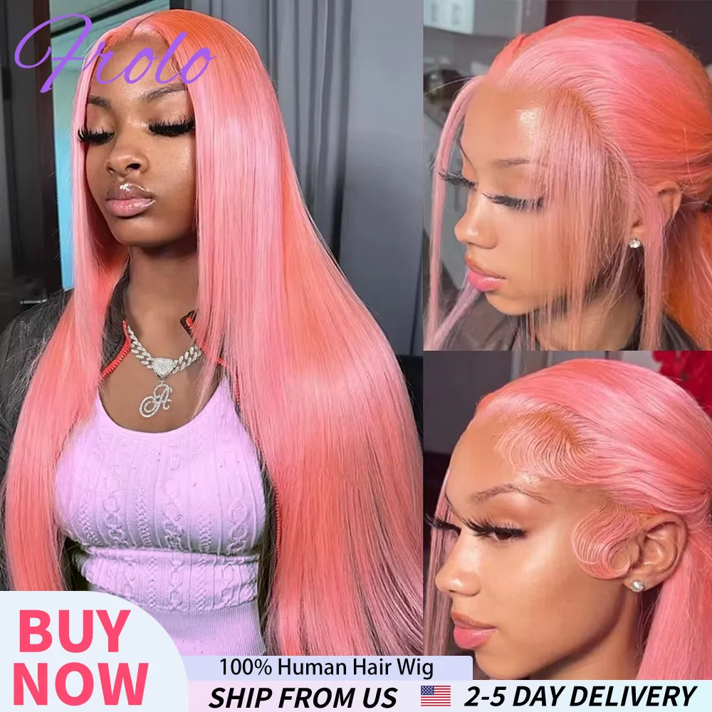 

13x6 Hd Парик Фронта Шнурка Розовые Человеческие Волосы Предварительно Сорванные Бразильские Кости Прямые Человеческие Волосы 13x4 Парик Фронта Шнурка Розового Цвета Для Женщин