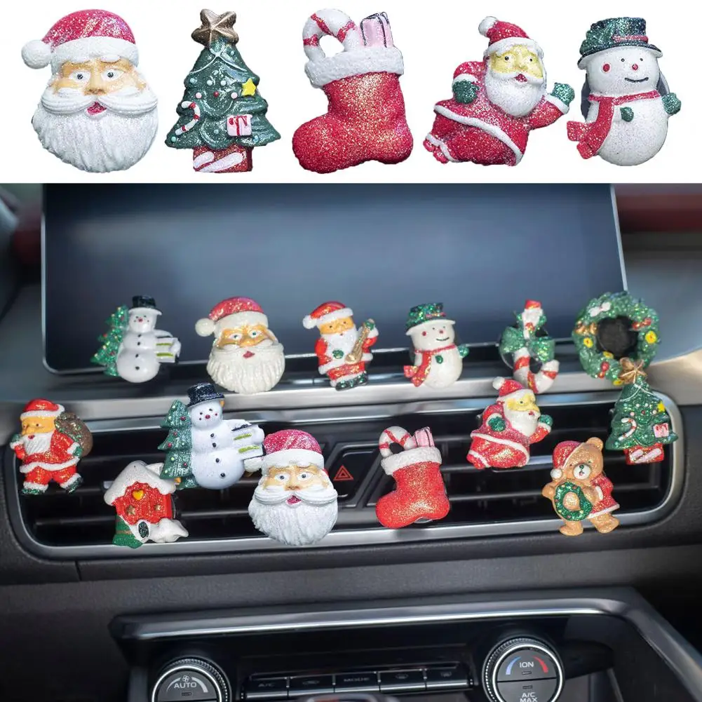 Santa Claus Deer Snowman Stocking Shape Christmas Car Air Freshener Merry Christmas Air Freshener Vent Clip Car Accessories