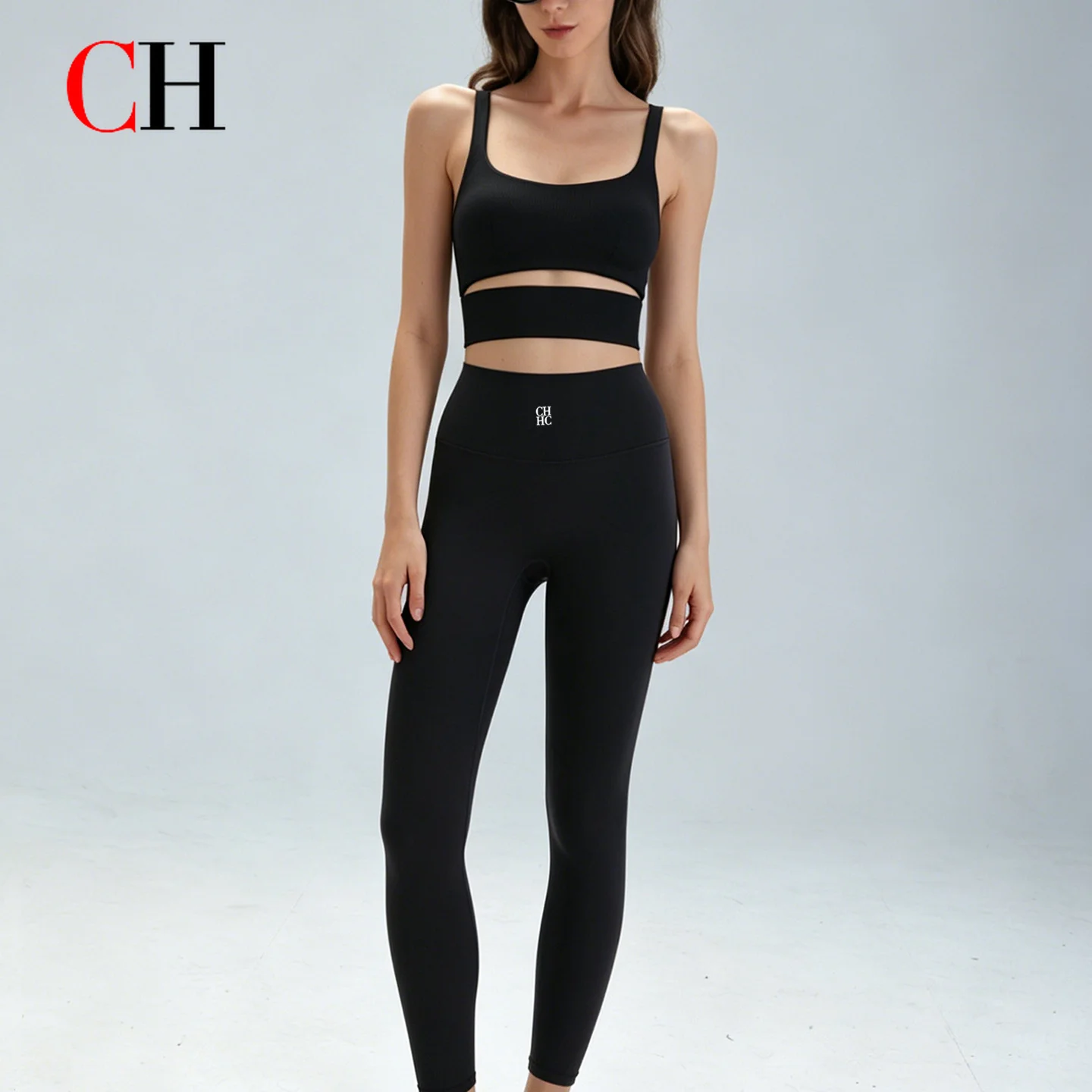 CH Yoga Set Yoga Pants Women Naked Feel Anti-roll High Waist Butt Lifting Tummy Control Sports Shark Pants Fitness Clothes Women