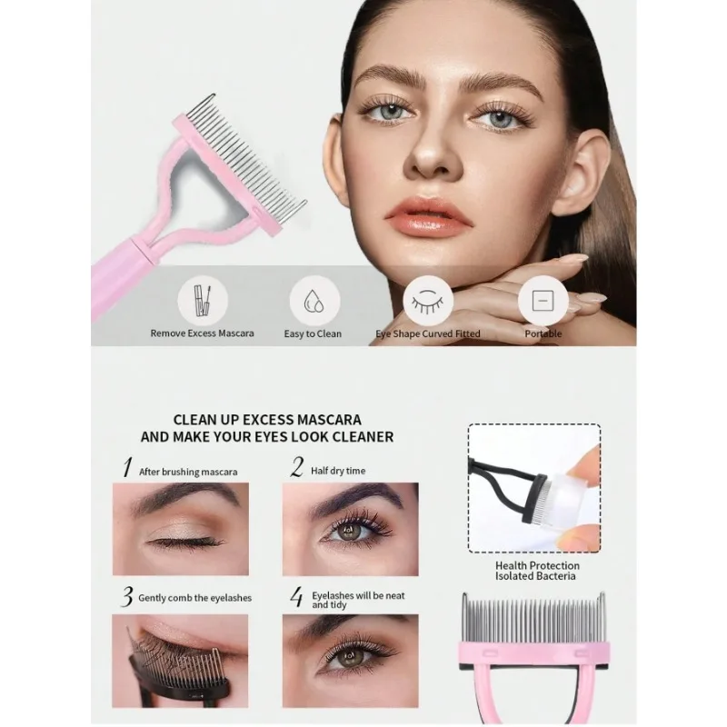 1/2Pcs Ergonomic Eyelash Comb Separator - Curved Comb Belt with Dust Cover Clear Root Styling Tool for Eyelashes