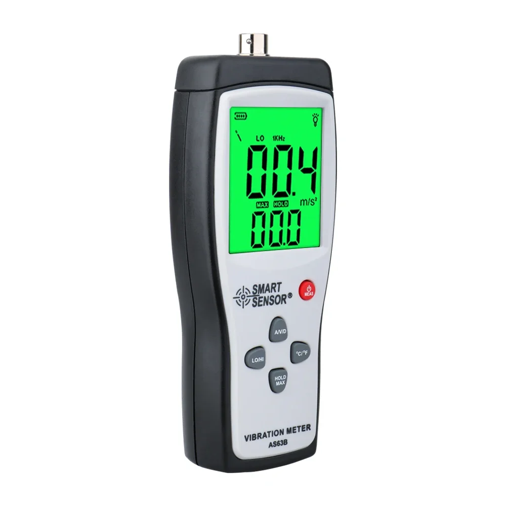 Digital vibration meter 10HZ~1KHZ 0.1~199.9m/s Precision Smart Sensor AS63B Vibration measurer Tester Gauge Analyzer W/Carry Box