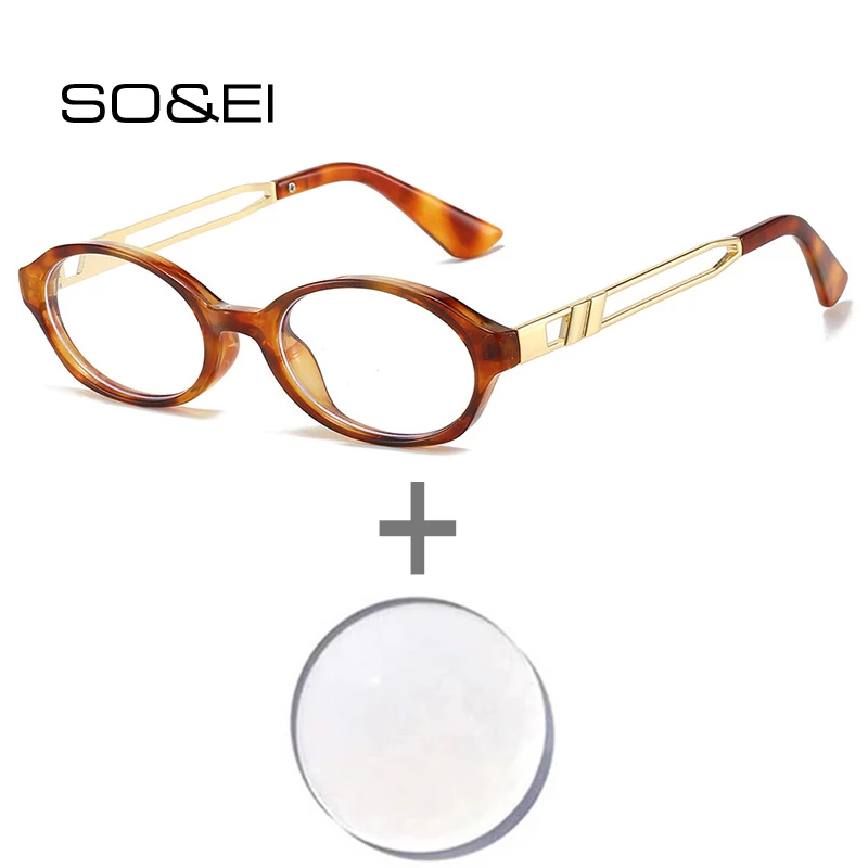 

SO & EI ретро маленькие овальные мужские очки в стиле панк по рецепту модные оптические линзы с рецептом женские очки для близорукости/гипперзопии/прогрессивные очки