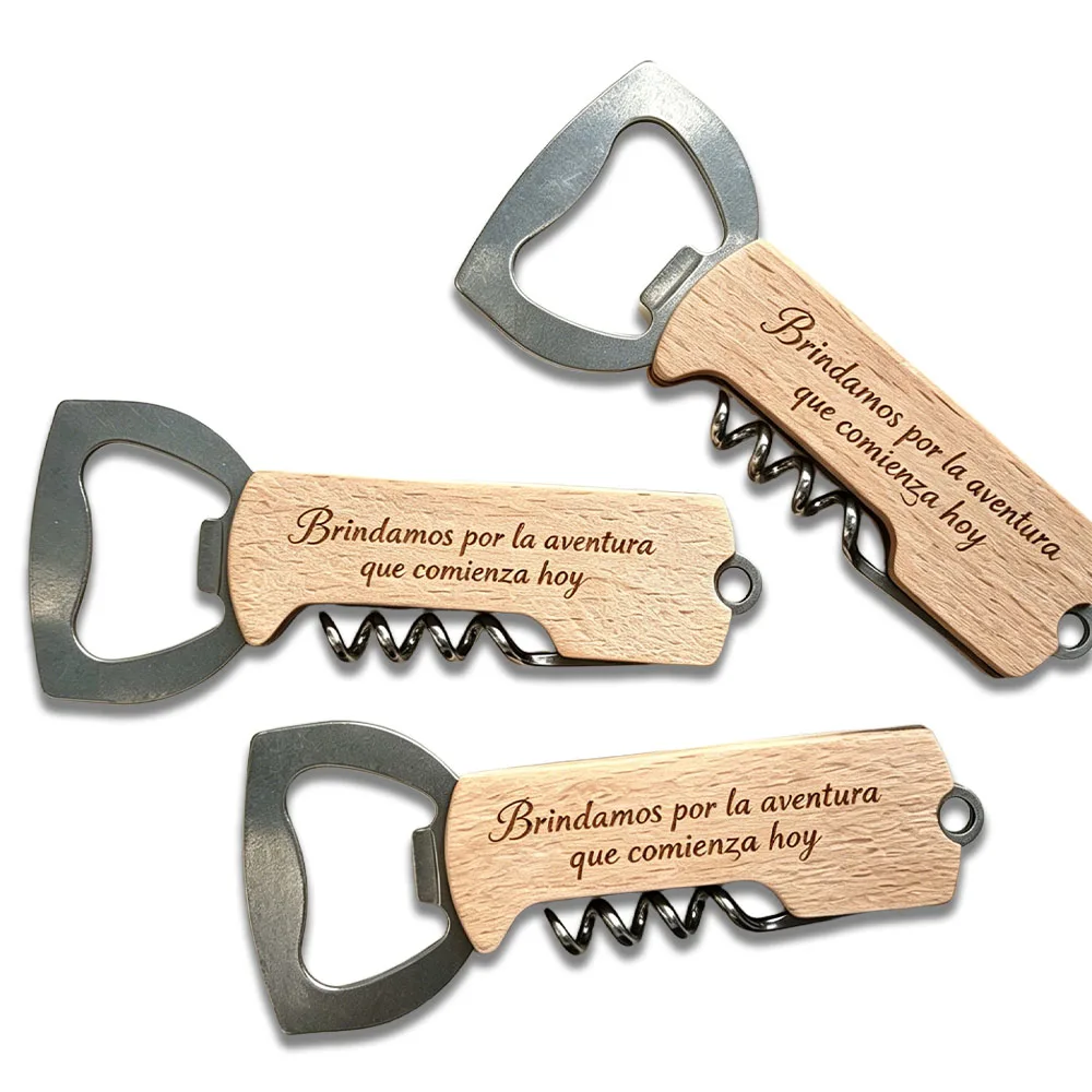 30pc-60pc Custom Bottle Opener with Thickened Premium Wooden Handle,Personalized Name Favors gift