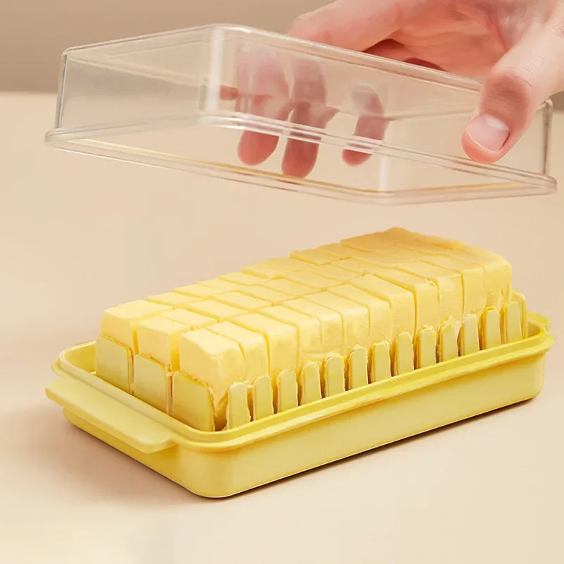 Butter Cutting Crisper Cheese Cheese Storage Box with Lid Removable and Washable Refrigerator Butter Knife Cutting Container