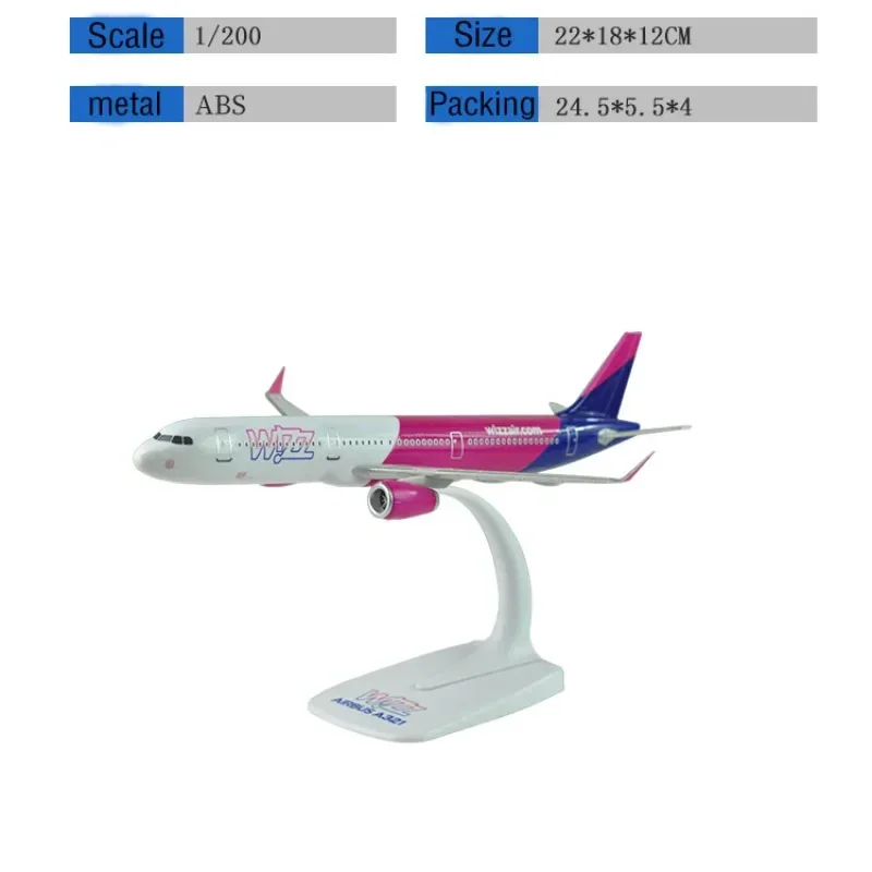 20cm Wizz Air For Airbus A321 1/200 Diecast Aircraft Prebuilded Model Plane Model Plane Kits To Build