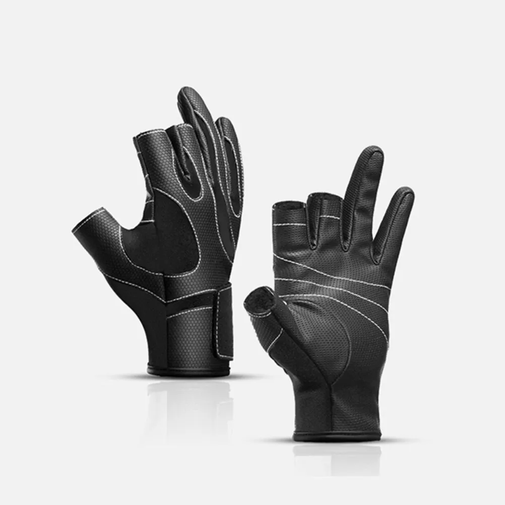 

1Pair Fishing Gloves Outdoor Half-Finger Design Anti-Slip Wear-Resistant Grip for Rod Handling Black Size L Fishing Gloves
