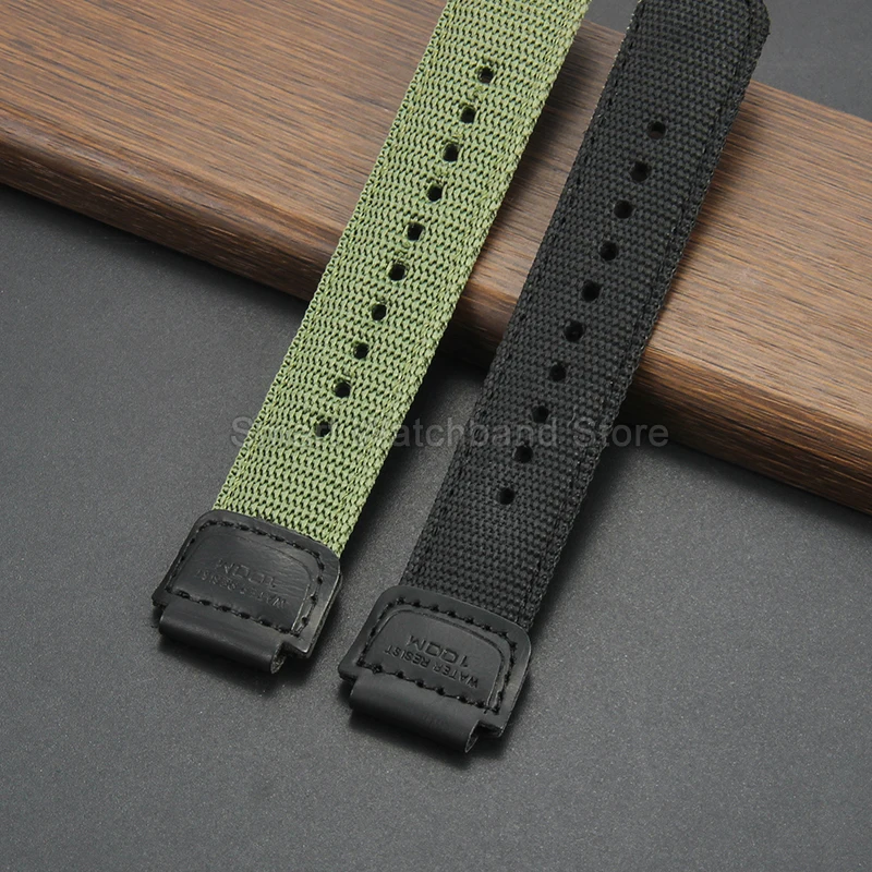 18x24 มม.ไนลอนคุณภาพสูงนาฬิกาอุปกรณ์เสริมสําหรับ Casio AE1200/1300 SGW300/400 MRW200 A158 ทนต่อการขัดถูกันน้ํา Watchband